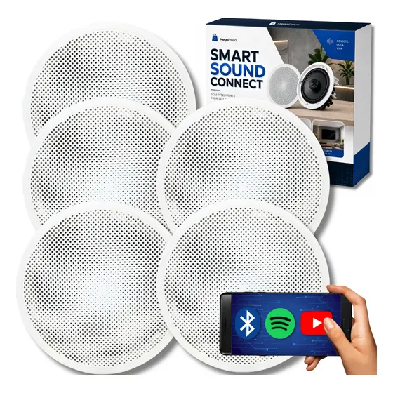 Kit Caixa De Som Ambiente Bluetooth Arandela Embutir Teto