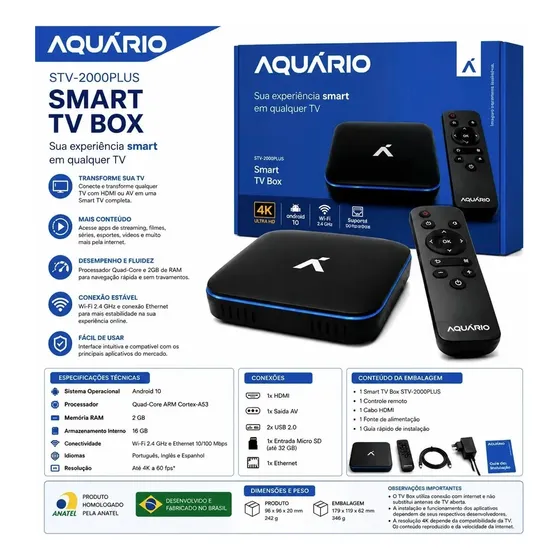 Aquário Stv-2000 Plus 16gb 2gb