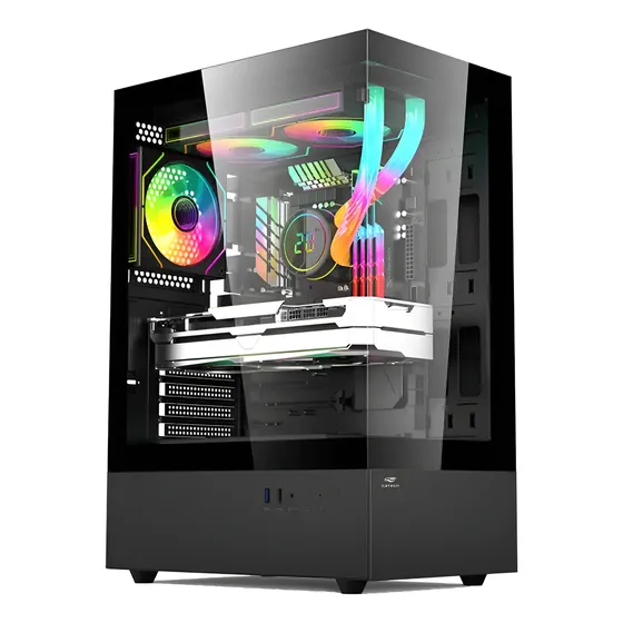 Gabinete Mid Tower Gamer C3Tech Aquarius MT-G860 Preto com Vidro Temperado
