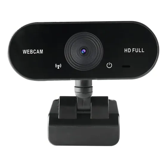 Webcam Usb Câmera Pc Full Hd 1080p Gira Com Microfone Cor Preto