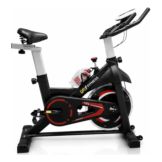 Bicicleta Ergométrica Para Spinning Mecanica 8kg Dr Fitness Preto e vermelho