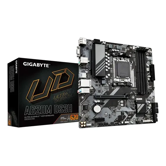 Placa Mãe Gigabyte A620m Ds3h Matx Am5 Ddr5 Hdmi Dp Vga Preto