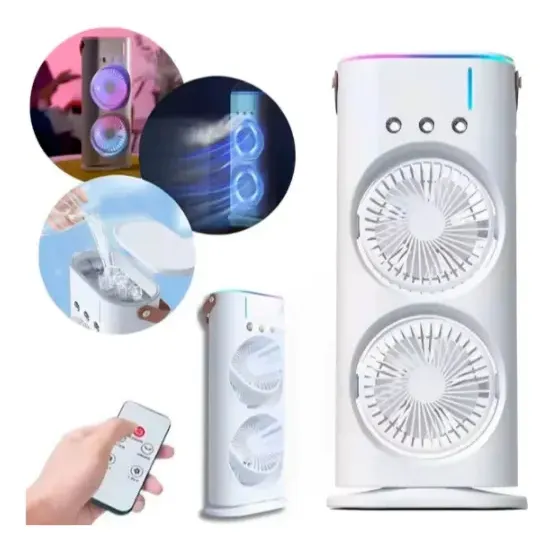 Ventilador Umidificador Duplo Torre 3 Velocidades Portátil