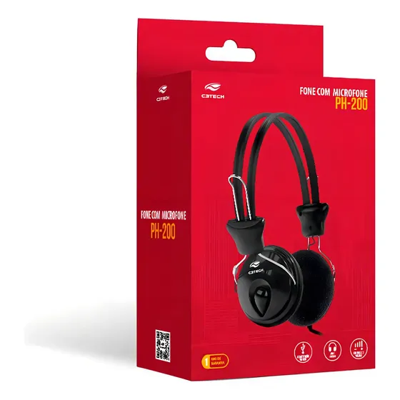 Fone De Ouvido C3tech Mic Usb Tricerix Ph-200bk Fone De Ouvido C3tech Mic Usb Tricerix Ph-200bk