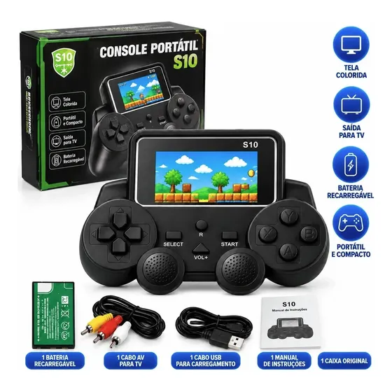 Console S10 Gamepad Portátil Retrô Com Tela Saída Para Tv