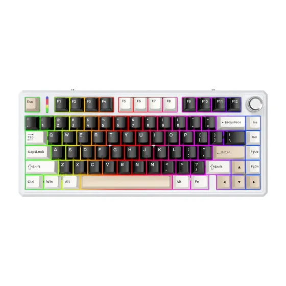 Teclado Mecânico Gamer Fire Phoenix BK-F75 PRO 75% Sem Fio Tri Mode RGB HotSwap