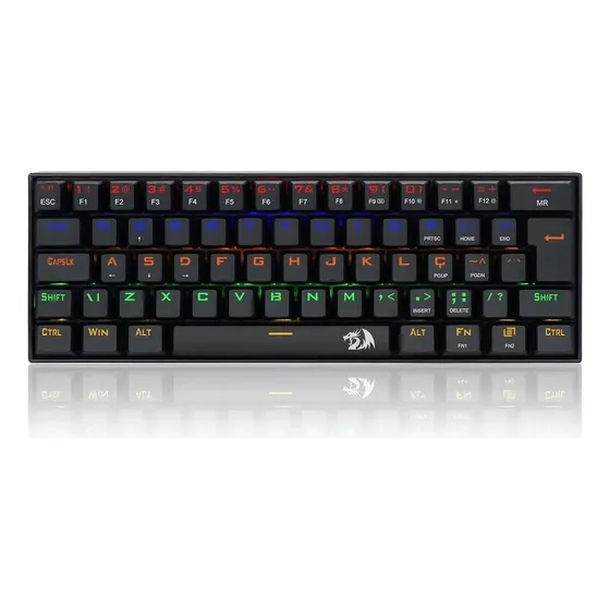 Teclado Mecânico Redragon Lakshmi Rainbow Switch Red K606R ABNT2 Cor de teclado Preto