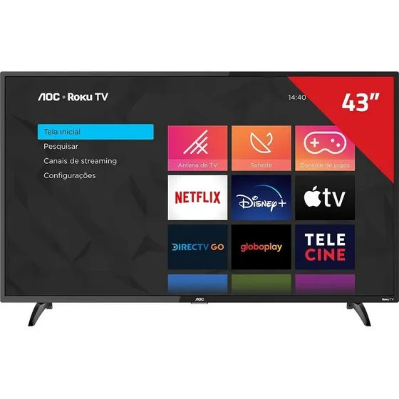 Smart Tv 43'' Led Full Hd Roku Wifi Hdmi 43s5195 Aoc - Excelente (Recondicionado)
