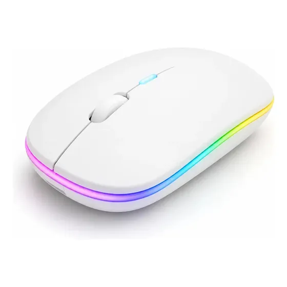 Mouse Sem Fio Bluetooth Recarregável 9H Branco Para Notebook Macbook
