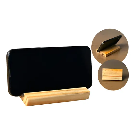 Suporte Para Celular Decoração Mesa Escritório Base Madeira