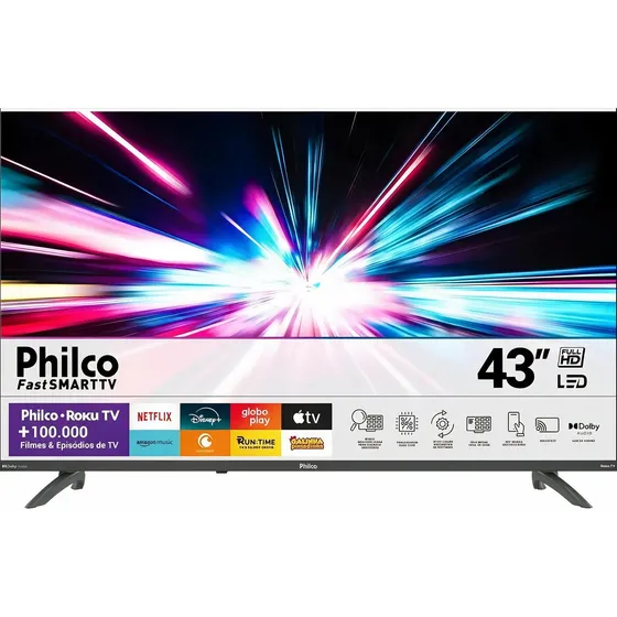 Smart Tv Philco 43'' Full Hd Roku Tv Hdr10 Dolby Ptv43