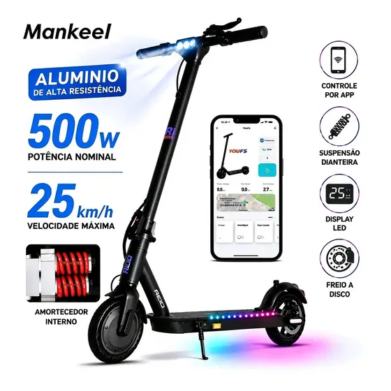 Patinete Elétrico Mankeel FANT-MK087 com Motor de 500W e Autonomia de 40km