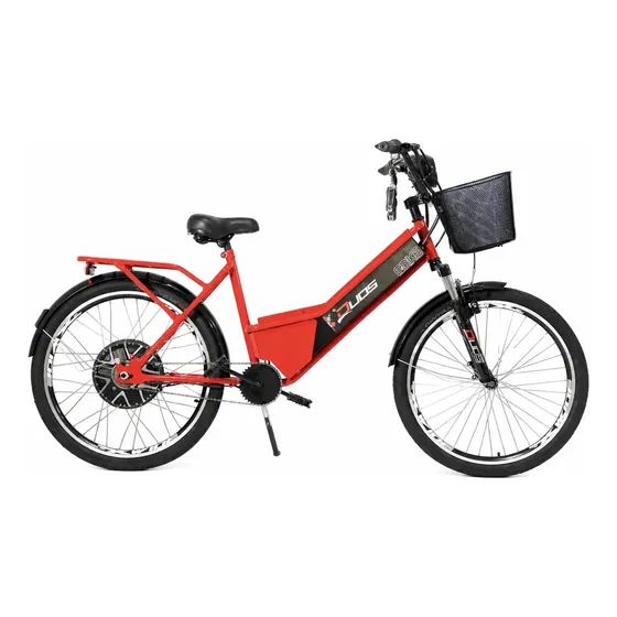 Bicicleta Elétrica Confort 800w 48v 15ah Vermelho Cestinha
