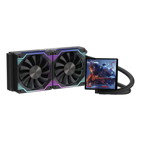 Water Cooler Round5 Zephyro Preto Argb Display Lcd 240mm