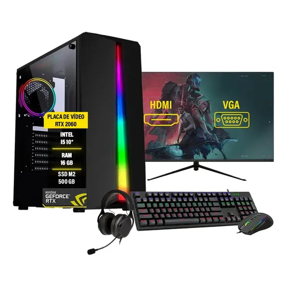 Pc Gamer Completo I5-10° Rtx 2060 16gb Ssd 500gb Mon