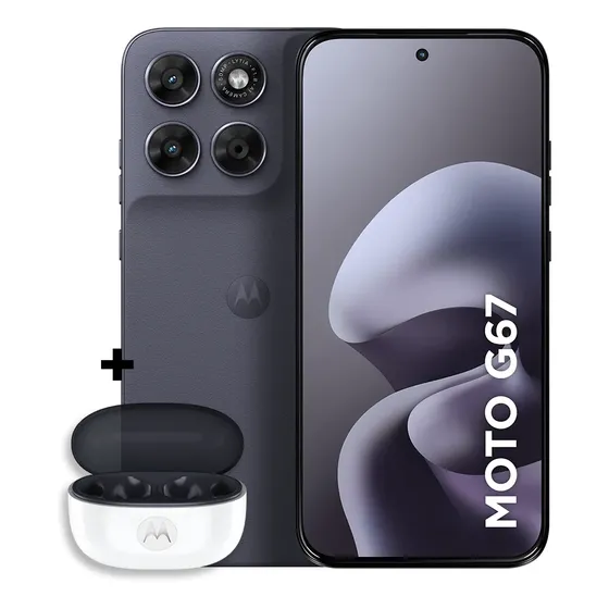 Kit Smartphone Motorola Moto G67 5g 256gb Chumbo + Moto Buds 2 Preto