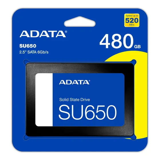 Ssd Adata Su650 480gb Leitura 520mb/s Gravação 450mb/s Sata