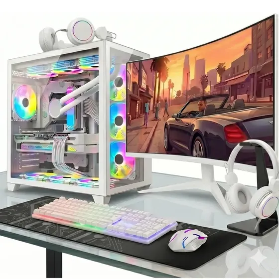 Pc Gamer Branco Aquário 32gb Completo Placa De Vídeo 8gb