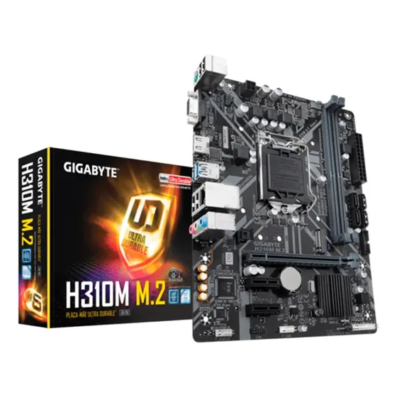 Placa-mãe Gigabyte H310m M.2, Intel Lga 1151, Matx, Ddr4 Cor Preto Placa-mãe Gigabyte H310m M.2, Intel Lga 1151, Matx, Ddr4 Cor Preto