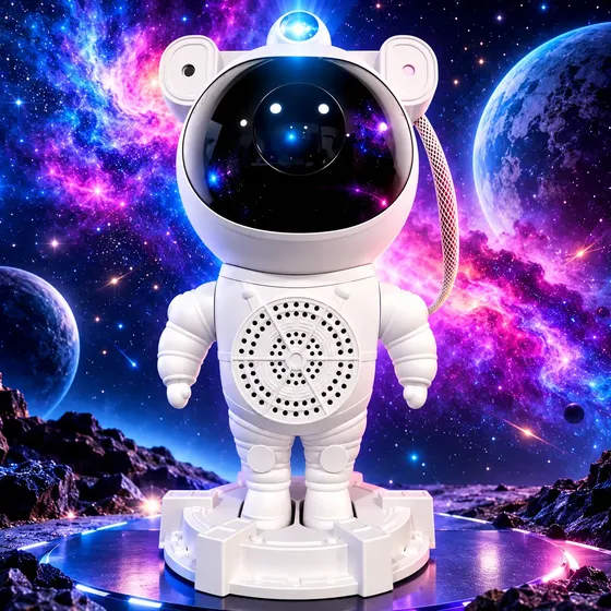 Projetor Astronauta Galáxia Estrelas Bluetooth Com Controle