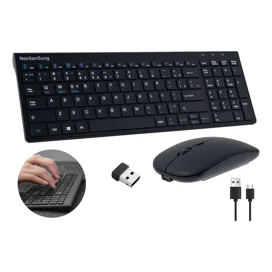 Kit Teclado E Mouse Sem Fio Bluetooth Abnt2 Recarregáveis