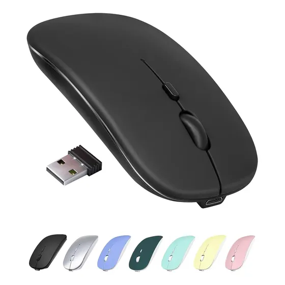 Mouse Sem Fio 2.4g Bluetooth Recarregável Para Escritório Cor Modelo De Carregamento De Modo Duplo: Preto