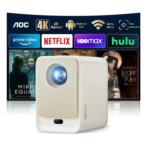 Projetor Laser AOC T6Plus Full HD com Android 12, Wi-Fi 6 e Foco Automático