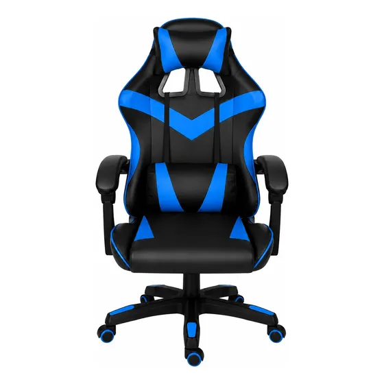 Cadeira Gamer Azul E Preta Ergonômica Reclinável Com Apoio