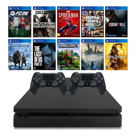 Ps4 Playstation 4 1tb 2 Controles + 35 Jogos + Nf-e Garantia