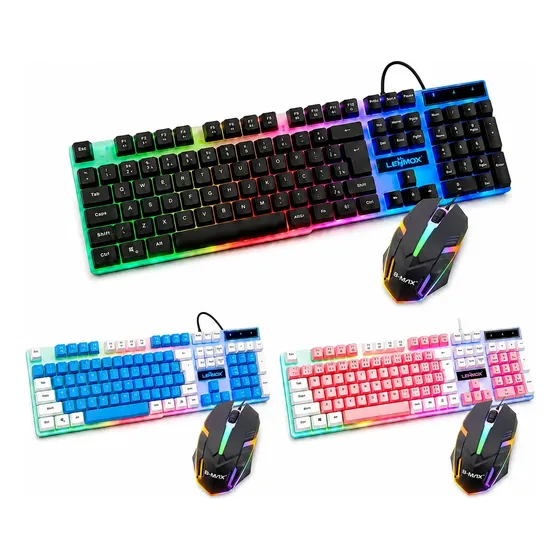 Kit Teclado Gamer Rgb Led + Mouse Gamer Usb
