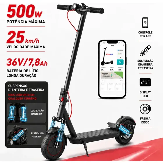 Patinete Elétrico Mankeel MK083-Pro, Scooter Adulto com Motor 500W e Autonomia de 35km