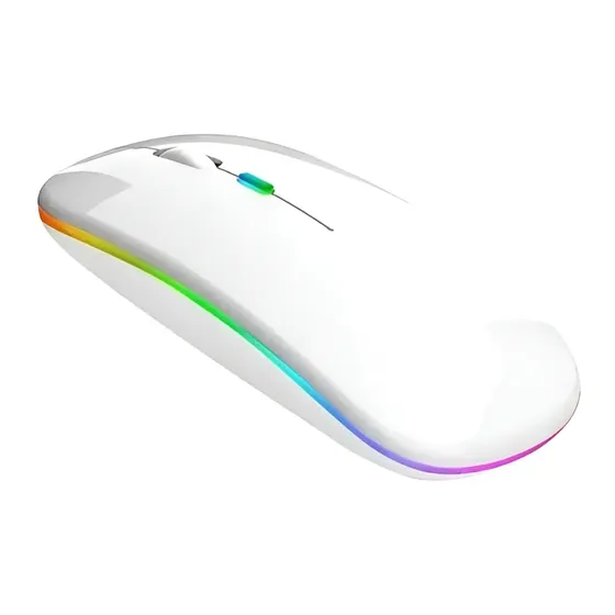 Mouse Sem Fio Recarregável Ergonômico Branco 1600DPI
