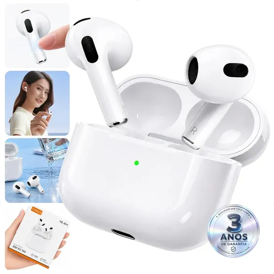 Fone de Ouvido Bluetooth 5.4 Tws Sem Fio com Microfone HD Anti Ruido A Prova D'água Compatível iPhone Samsung Xiaomi Motorola Redmi Android iOs Para Esporte Academia Trabalho Game