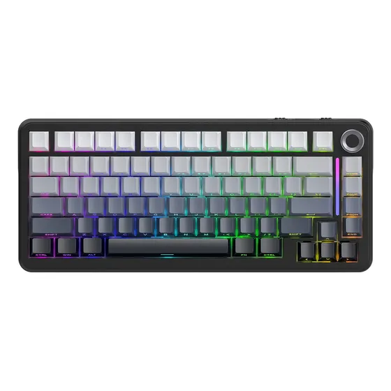 Teclado Gamer Mecânico Sem Fio Bluetooth Tri Mode 75% Led Rgb Hot Swappable Free Wolf F75 Black Reef Teclado Gamer Mecânico Sem Fio Bluetooth Tri Mode 75% Led Rgb Hot Swappable Free Wolf F75 Black Reef