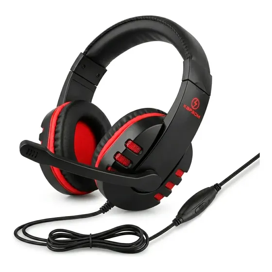 Fone Headset Gamer Com Microfone Para Pc Notebook Vermelho