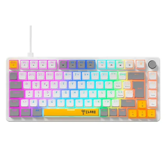 Teclado Mecânico Gamer 75% Clanm Azimut Lyra Switch Red Abnt2 Hot Swap Rgb Knob Usb-c 84 Teclas