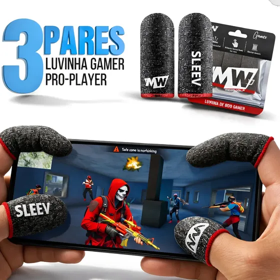 Luvinha Dedo Gamer Anti-suor 03 Pares Luva Jogar Free Fire Luvinha Dedo Gamer Anti-suor 03 Pares Luva Jogar Free Fire