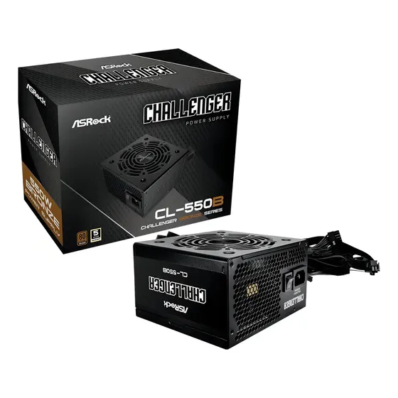 Fonte de Alimentação ASRock 550W 80 Plus Bronze PFC Ativo CL-550B Preto