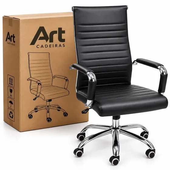 Cadeira de Escritório Executiva Relax suporta até 150 kg Reclinável Giratória com Apoio de Braços