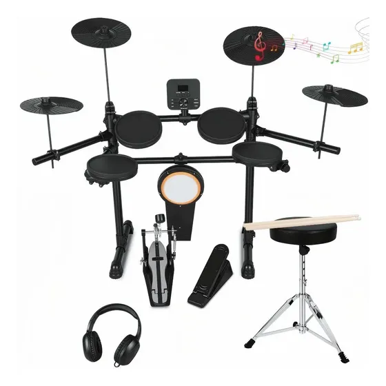Bateria Eletrônica Profissional Midi Usb 4 Pratos 5 Pads