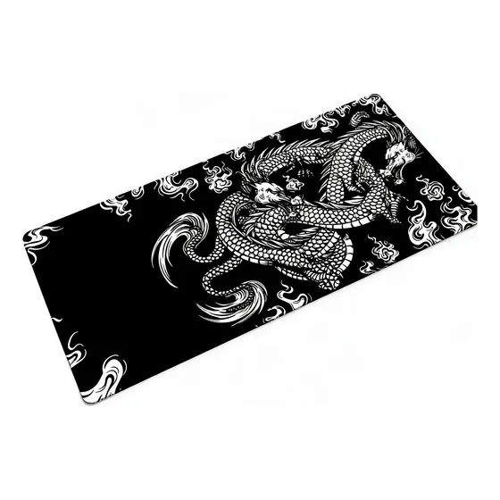 Mouse Pad Dragão Negro 90x40 Chinês Japonês Premium Grande