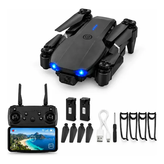 Drone E99 Dual Câmera 4k Fpv Dobravel 2 Baterias Preto Drone E99 Dual Câmera 4k Fpv Dobravel 2 Baterias Preto