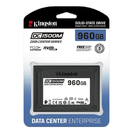 Ssd Servidor 960gb Data Center Kingston Pcie Nvme U.2 Gen3x4 Cor Preto - Excelente (Recondicionado)