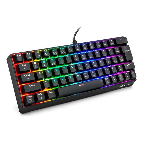 Teclado Mecânico Gamer 60% Abnt2 Switch Blue Rainbow Usb-c
