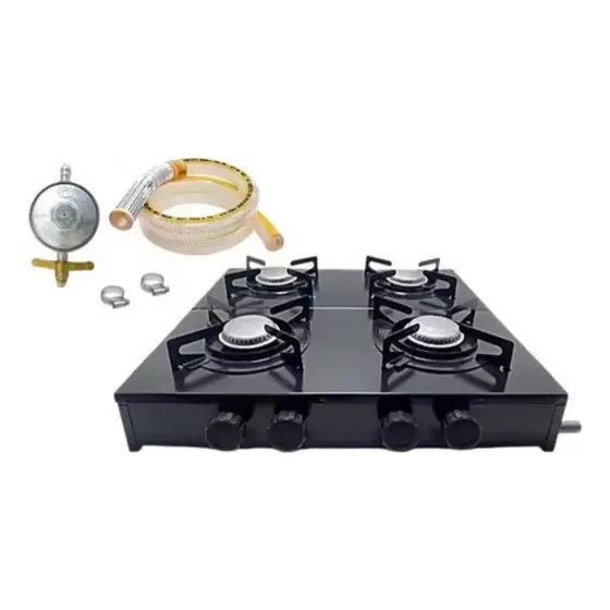 Fogão 4 Bocas Cooktop Portátil Completo Com Registro Preto