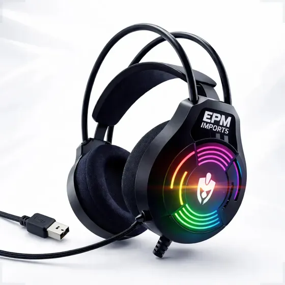 Headset Gamer Usb 7.1 Surround Com Led Microfone Fone Pc Preto