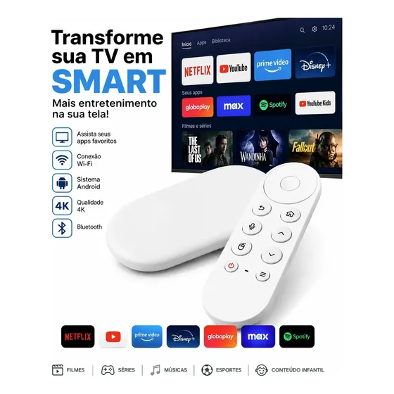 Tv Smat Box Ultra Hd Android Wi-fi 5g Youtube Netflix Google