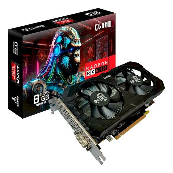 Placa De Vídeo Clanm Rx 580, 8gb, Gddr5, 256-bit, Clanm12108