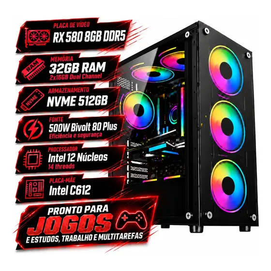Pc Gamer Cpu Intel Core I7 32gb De Ram Rx 580 8gb Nvme 512gb