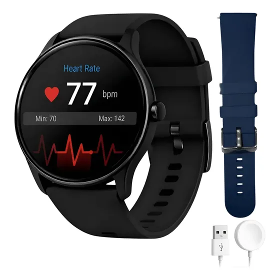 Smartwatch Redondo Strava Gps À Prova D'água Pulseira Extra